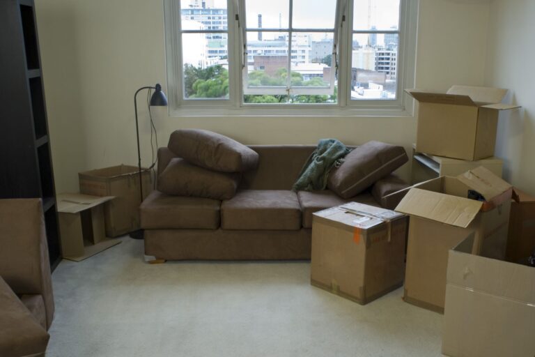 Unpacked cardboard after moving in